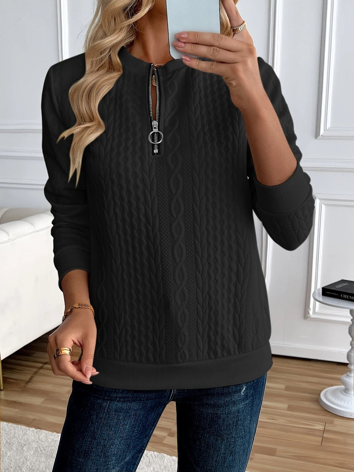 BEAUMONT NICE | SWEAT ZIPPÉ TEXTURÉ POUR FEMMES