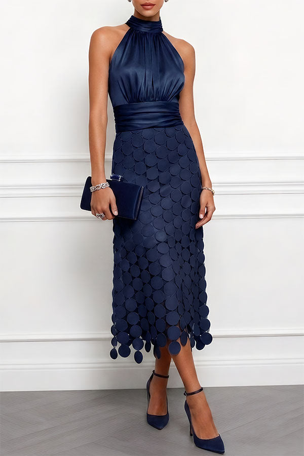 BEAUMONT NICE | ROBE MIDI CHIC À COL HALTER POUR FEMMES