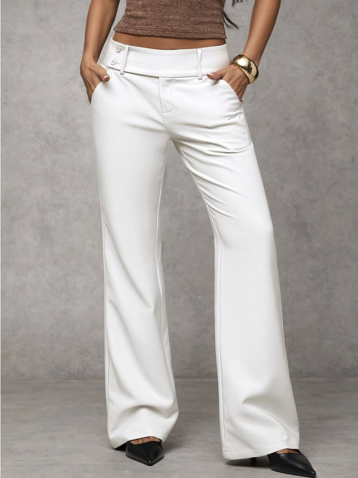 BEAUMONT NICE | CHIC PANTALONS FLUIDES À TAILLE MOYENNE POUR FEMMES
