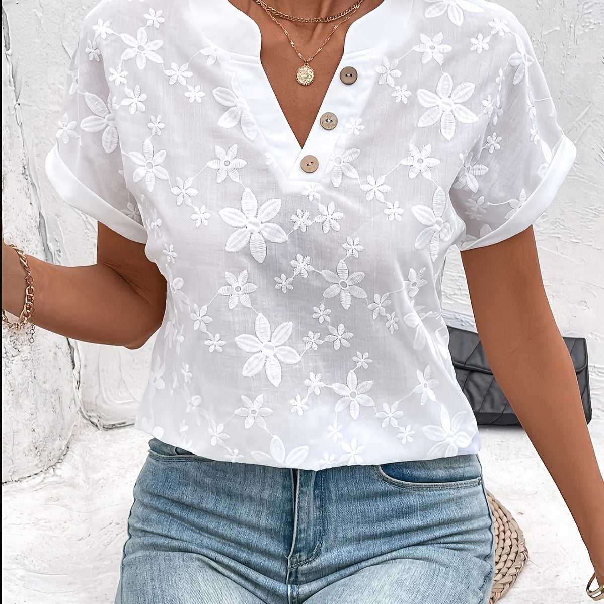 BEAUMONT NICE | BLOUSE FLORALE À COL EN V POUR FEMMES