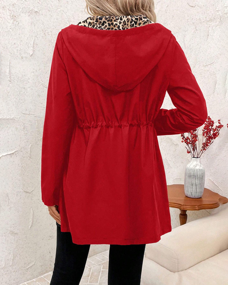 BEAUMONT NICE | MANTEAU À CAPUCHE RÉVERSIBLE EN IMPRIMÉ LÉOPARD POUR FEMMES