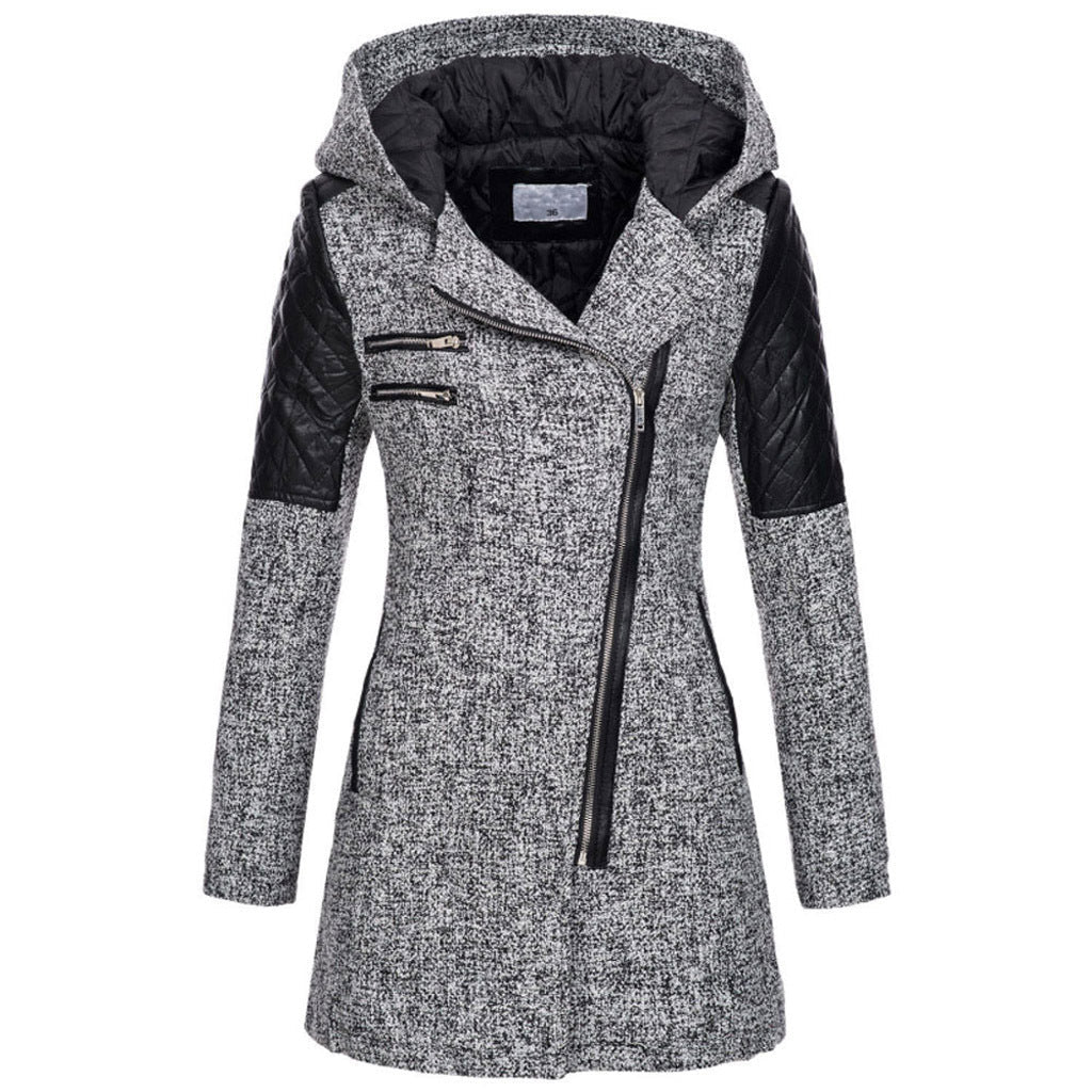 BEAUMONT NICE | MANTEAU À CAPUCHE ZIP ASYMÉTRIQUE POUR FEMMES
