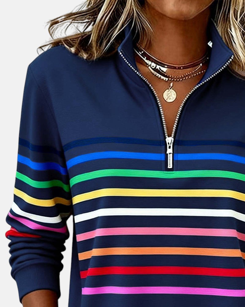 BEAUMONT NICE | PULL RAYÉ À FERMETURE ÉCLAIR POUR FEMMES