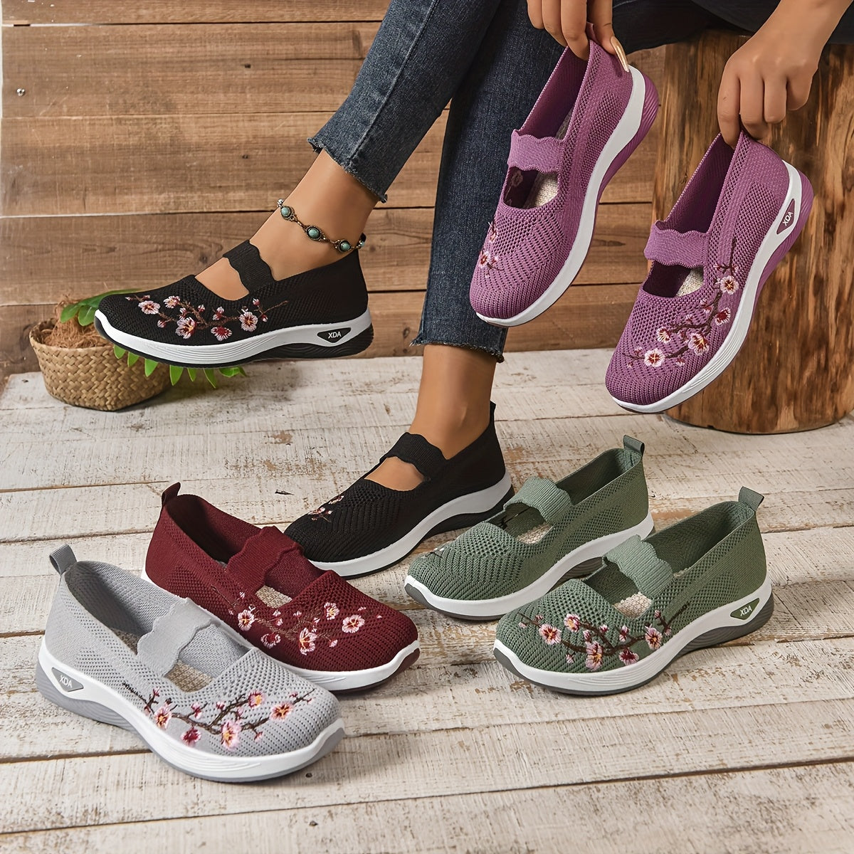 BEAUMONT NICE | BASKETS FLORALE EMBROIDÉES POUR FEMMES