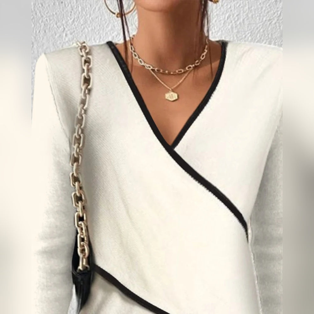 BEAUMONT NICE | PULL AJUSTÉ À COL EN V POUR FEMMES