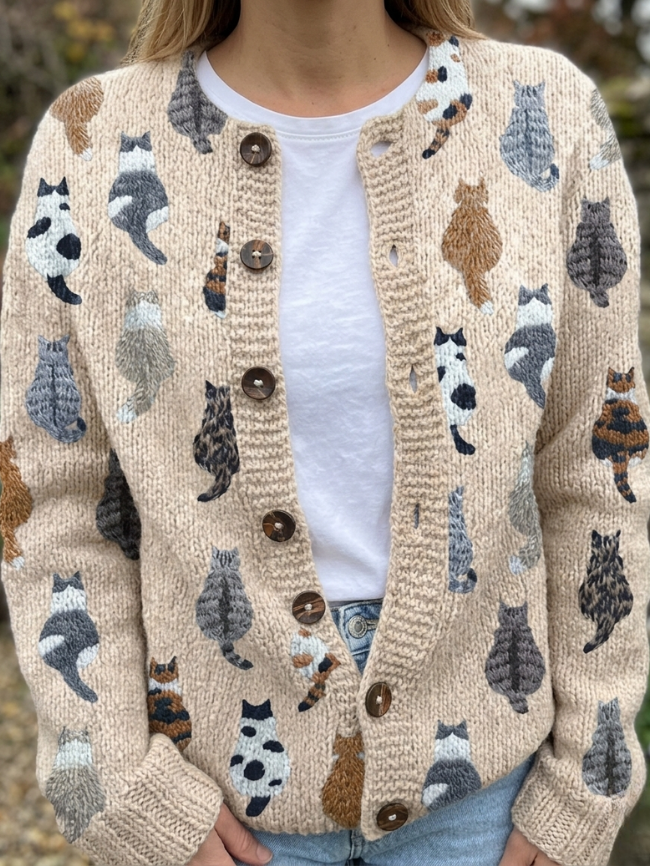 BEAUMONT NICE | CARDIGAN MOTIF CHAT POUR FEMME
