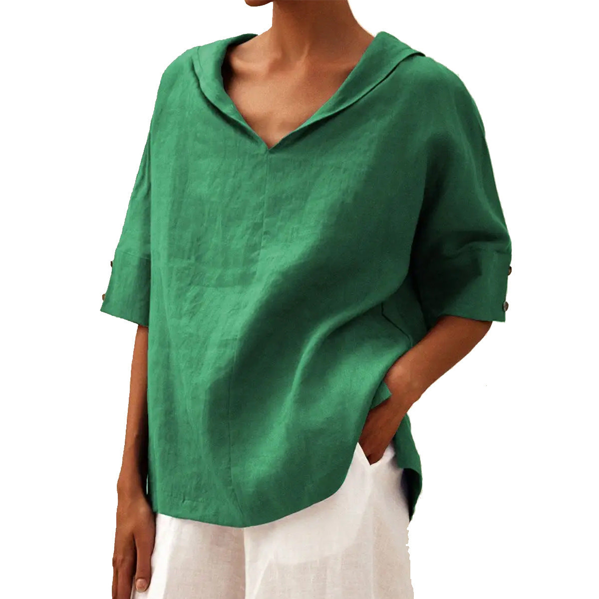 BEAUMONT NICE | BLOUSE EN LIN À COL EN V POUR FEMMES
