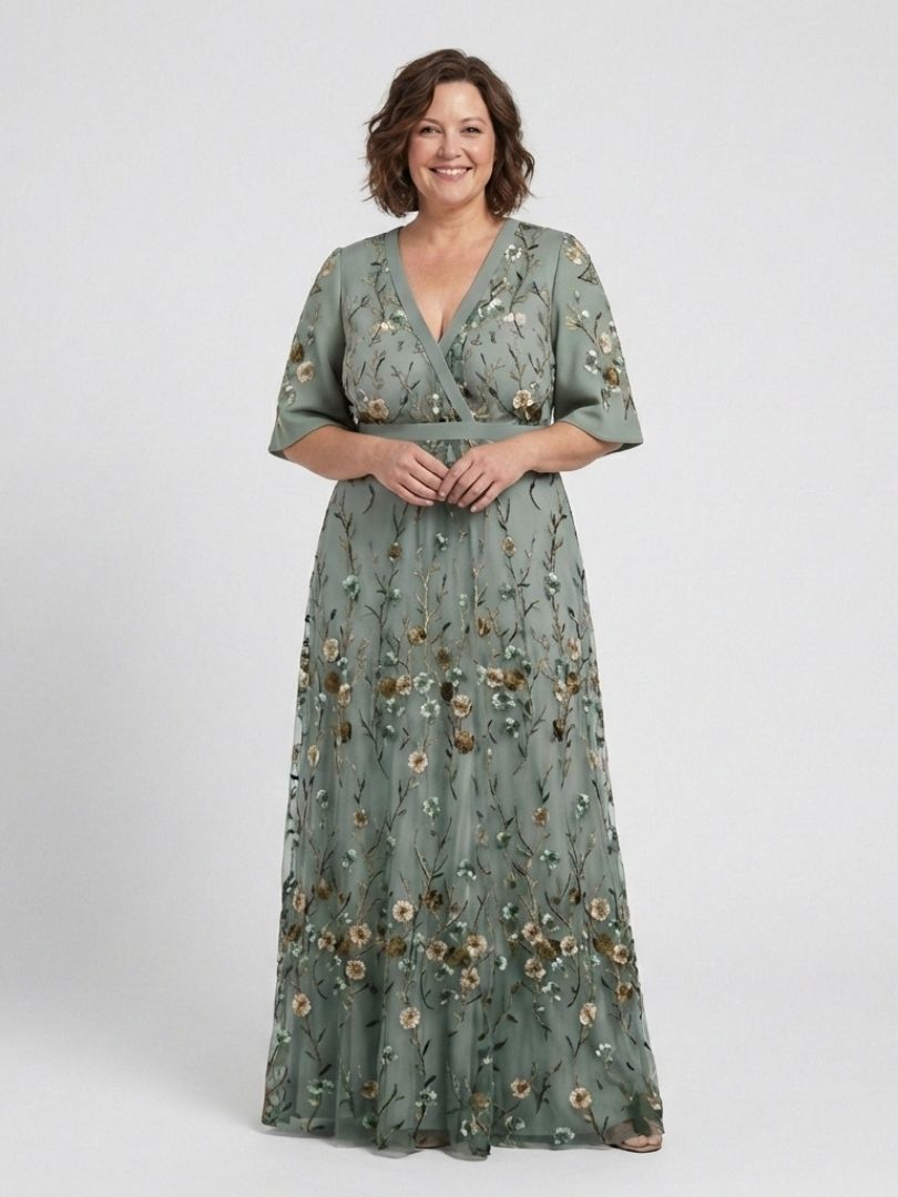 BEAUMONT NICE | ROBE MAXI À COL EN V FLORAL POUR FEMMES