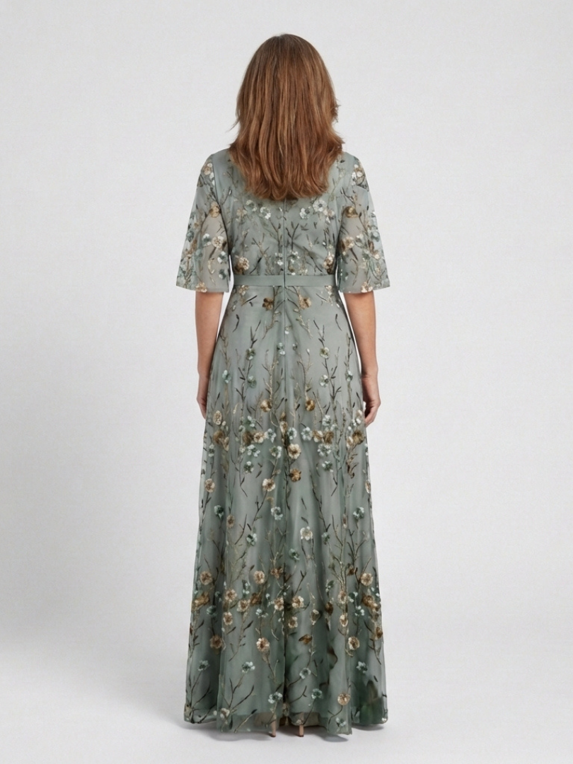 BEAUMONT NICE | ROBE MAXI À COL EN V FLORAL POUR FEMMES