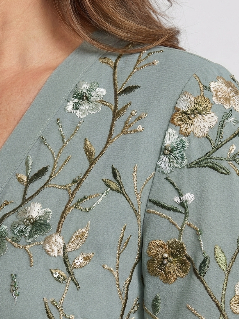 BEAUMONT NICE | ROBE MAXI À COL EN V FLORAL POUR FEMMES