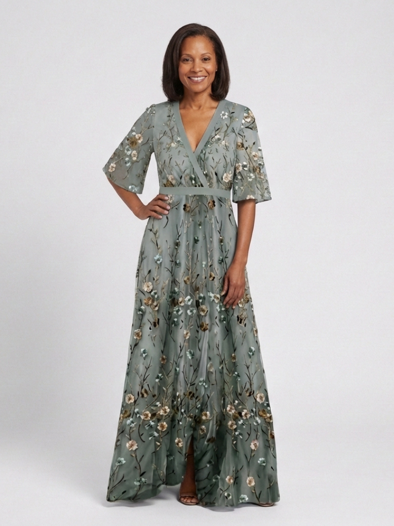 BEAUMONT NICE | ROBE MAXI À COL EN V FLORAL POUR FEMMES