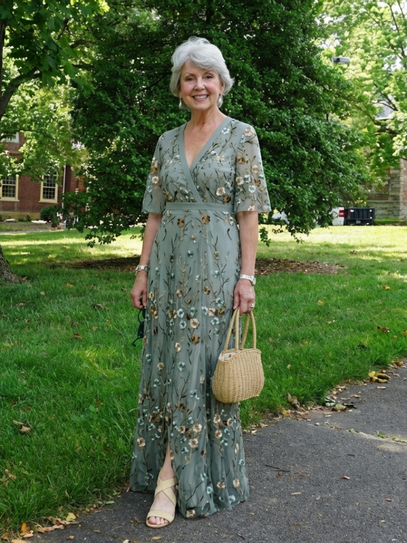BEAUMONT NICE | ROBE MAXI À COL EN V FLORAL POUR FEMMES