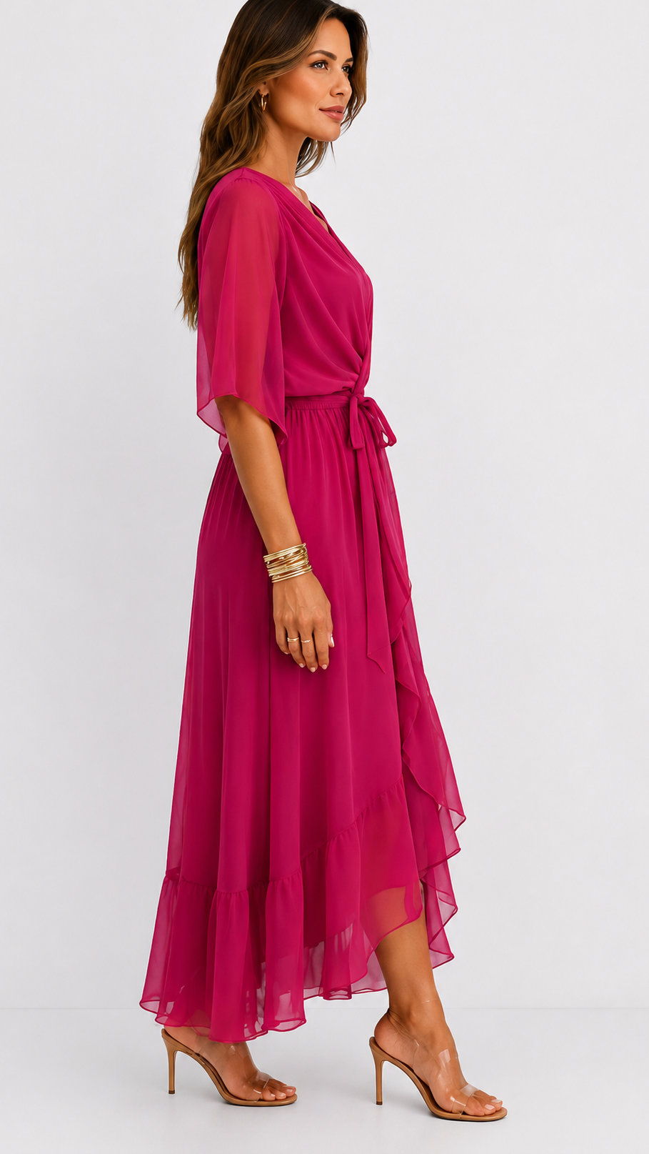 BEAUMONT NICE | ROBE EN CHIFFON À ENVELOPPER POUR FEMMES