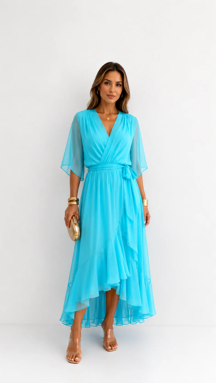 BEAUMONT NICE | ROBE EN CHIFFON À ENVELOPPER POUR FEMMES