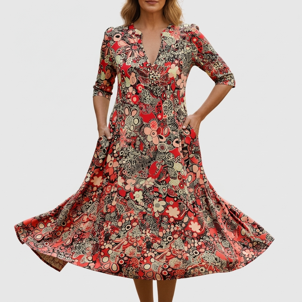 BEAUMONT NICE | ROBE CLASSIQUE À COL EN V POUR FEMMES