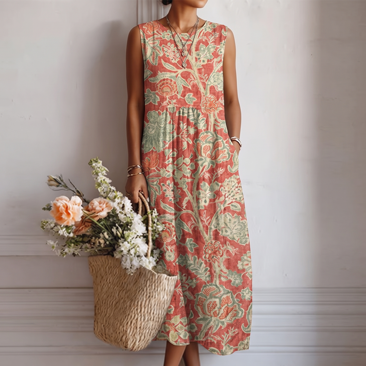 BEAUMONT NICE | FLORALE ROBE MIDI FLUIDE POUR FEMMES