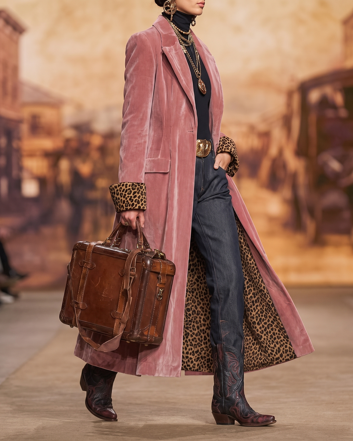 BEAUMONT NICE | MANTEAU MAXI DOUBLÉ EN PEAU DE LÉOPARD POUR FEMMES