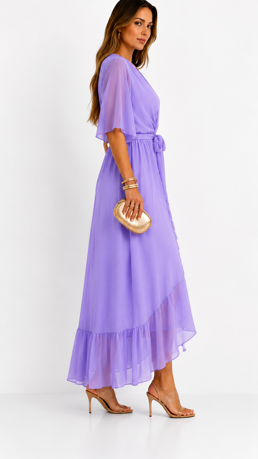 BEAUMONT NICE | ROBE EN CHIFFON À ENVELOPPER POUR FEMMES