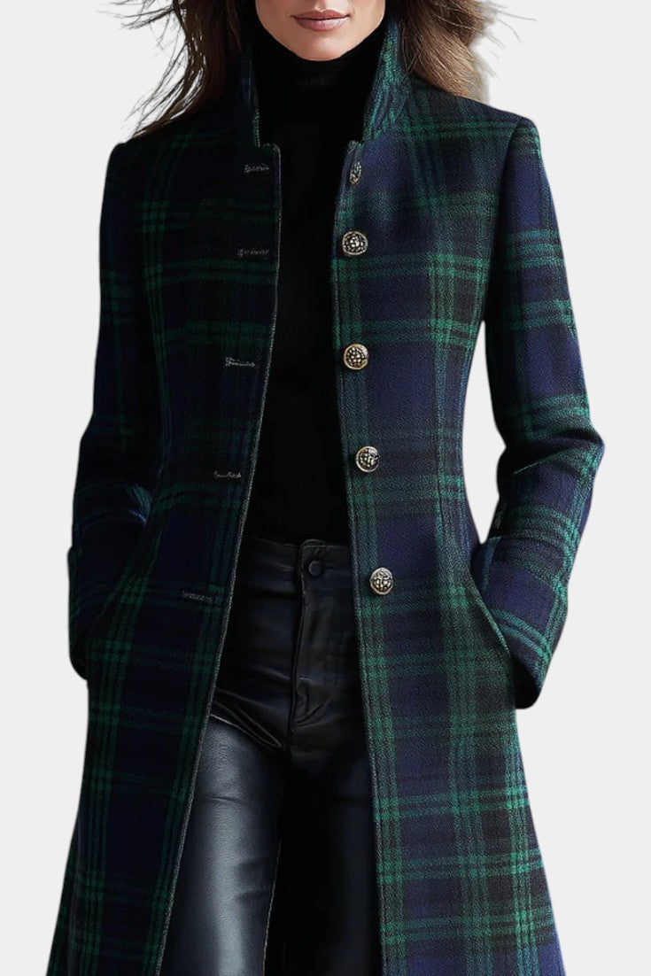 BEAUMONT NICE | MANTEAU À CARREAUX BLEU-VERT POUR FEMMES