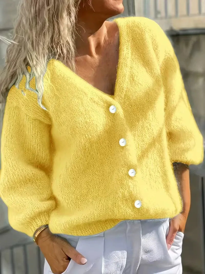 BEAUMONT NICE | CLASSIQUE GILET À COL EN V BOUTONNÉ POUR FEMMES