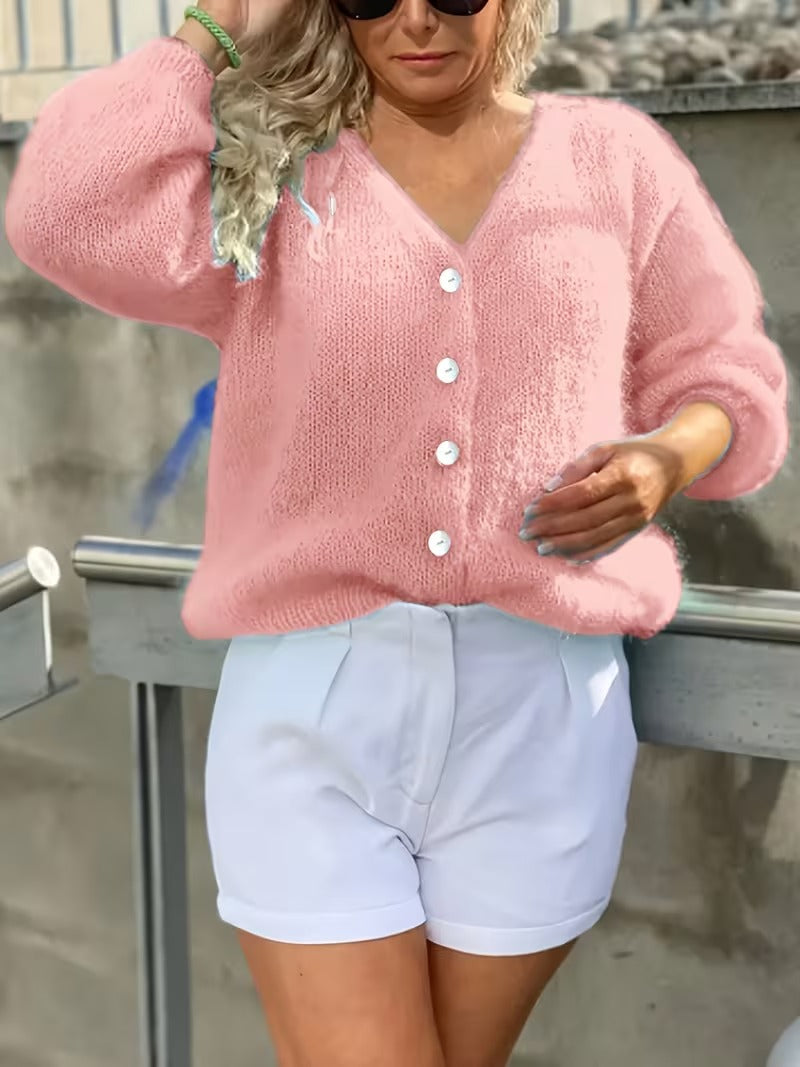 BEAUMONT NICE | CLASSIQUE GILET À COL EN V BOUTONNÉ POUR FEMMES