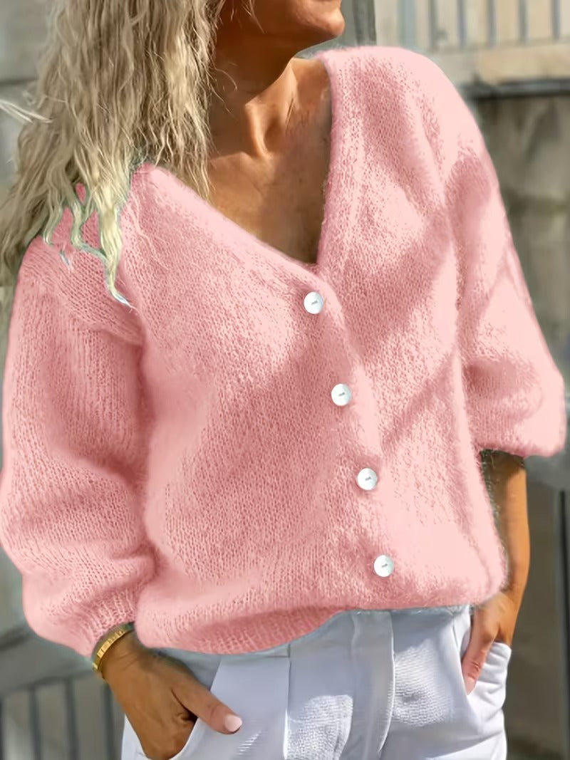 BEAUMONT NICE | CLASSIQUE GILET À COL EN V BOUTONNÉ POUR FEMMES