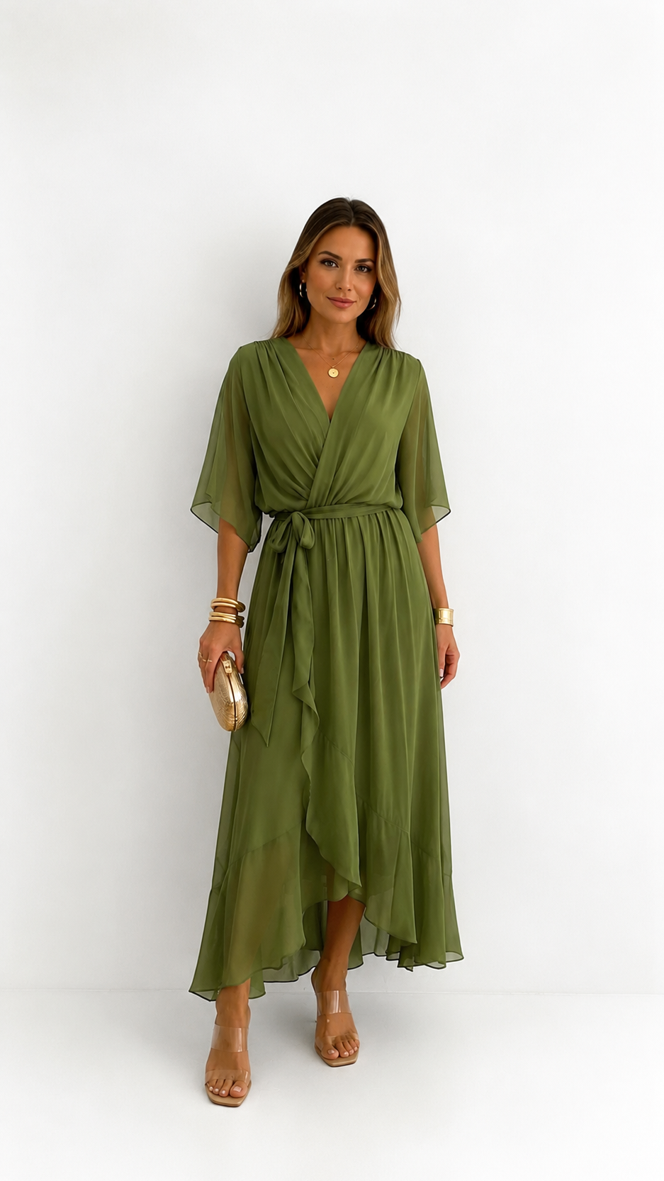 BEAUMONT NICE | ROBE EN CHIFFON À ENVELOPPER POUR FEMMES
