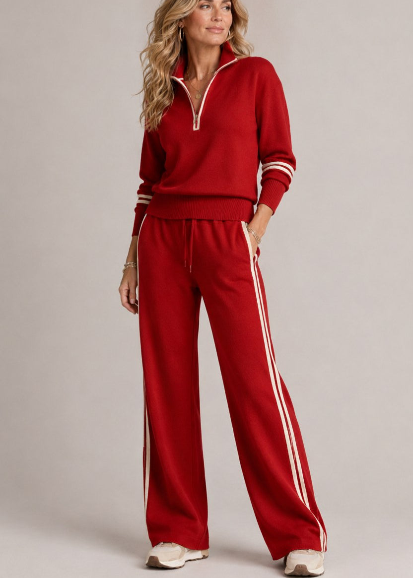BEAUMONT NICE | ENSEMBLE À RAYURES AVEC ZIP MOITIE POUR FEMMES