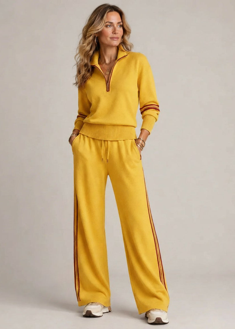 BEAUMONT NICE | ENSEMBLE À RAYURES AVEC ZIP MOITIE POUR FEMMES