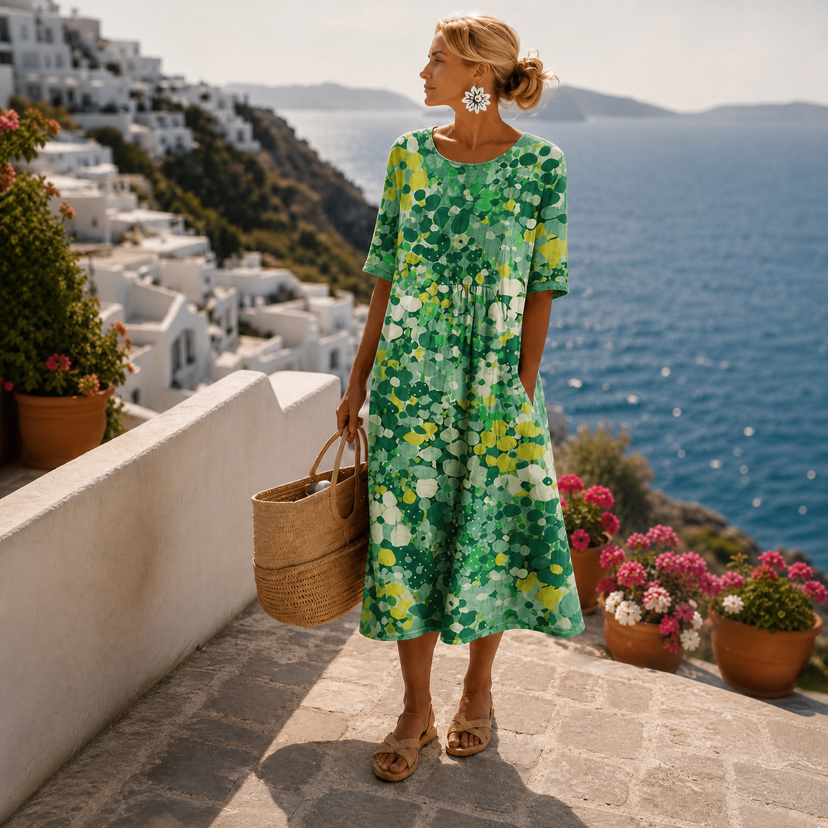 BEAUMONT NICE | ROBE MIDI FLEURIE ÉLÉGANTE POUR FEMMES