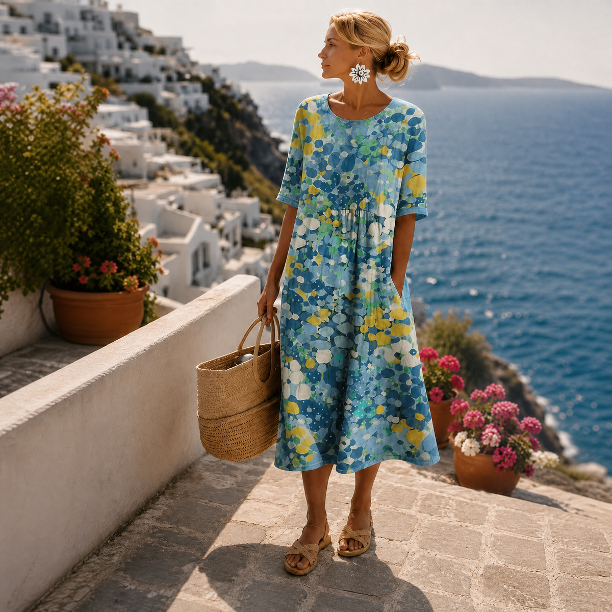 BEAUMONT NICE | ROBE MIDI FLEURIE ÉLÉGANTE POUR FEMMES