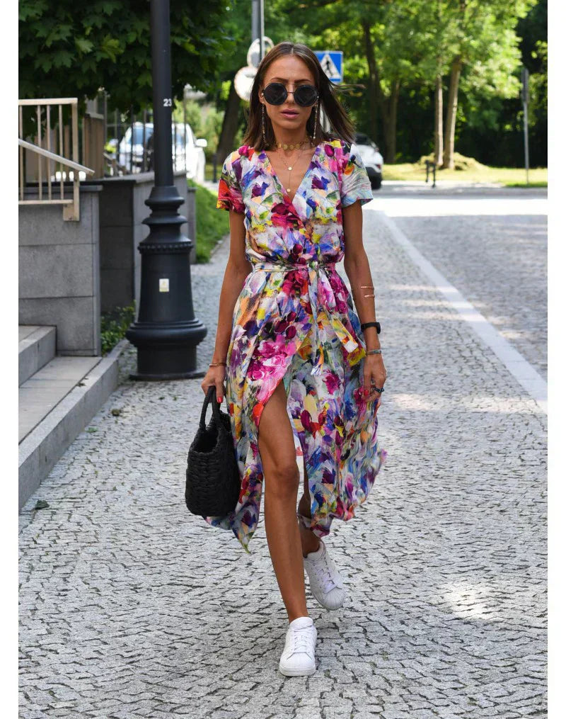BEAUMONT NICE | ROBE ÉLÉGANTE À COL EN V POUR FEMME