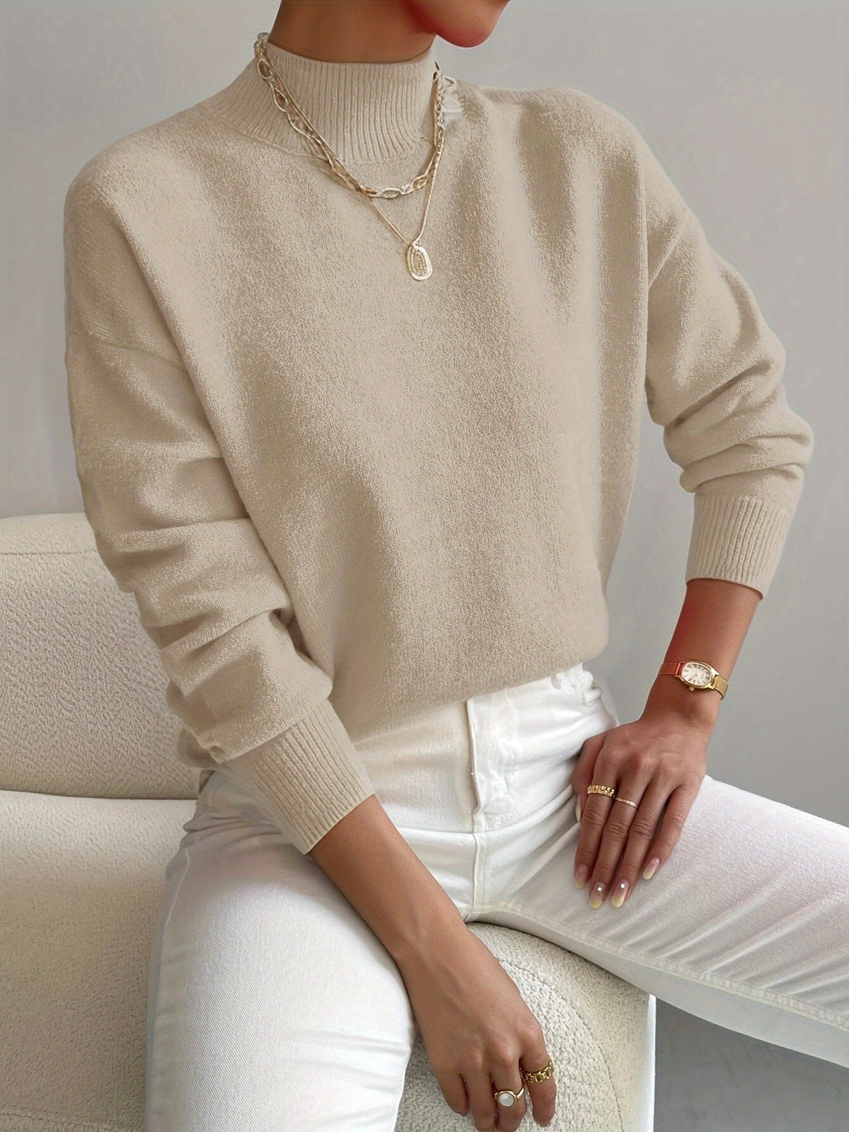 BEAUMONT NICE | PULL CÔTELÉ COL MONTANT POUR FEMMES