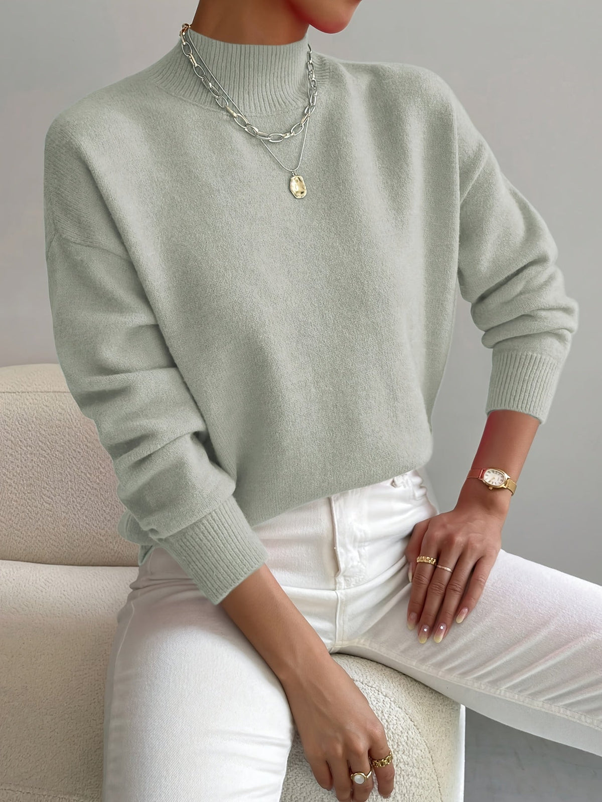 BEAUMONT NICE | PULL CÔTELÉ COL MONTANT POUR FEMMES