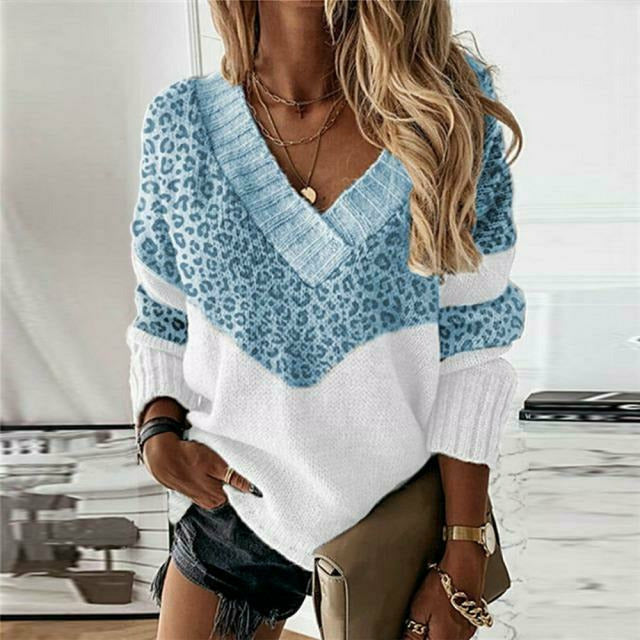 BEAUMONT NICE | PULL PATCHWORK IMPRIMÉ LÉOPARD POUR FEMMES