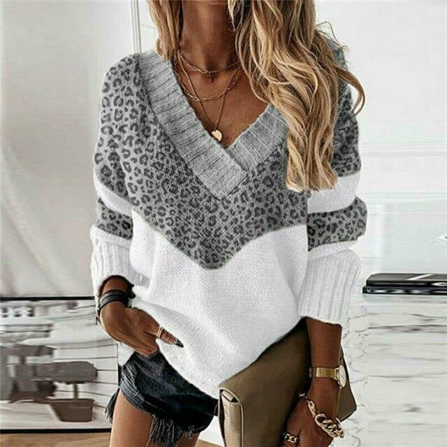 BEAUMONT NICE | PULL PATCHWORK IMPRIMÉ LÉOPARD POUR FEMMES