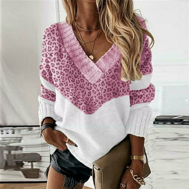 BEAUMONT NICE | PULL PATCHWORK IMPRIMÉ LÉOPARD POUR FEMMES
