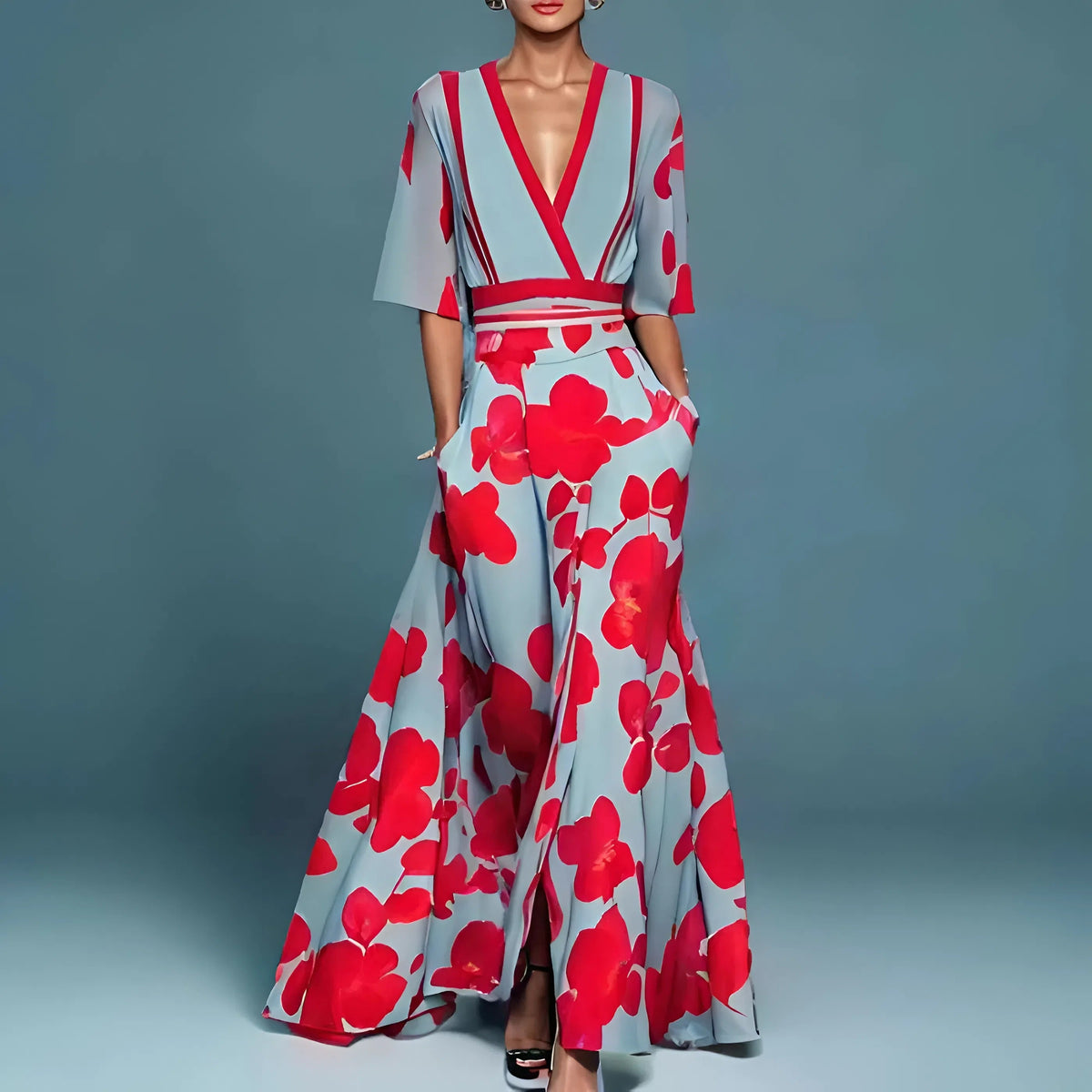 BEAUMONT NICE | ROBE FLORALE COL V POUR FEMMES