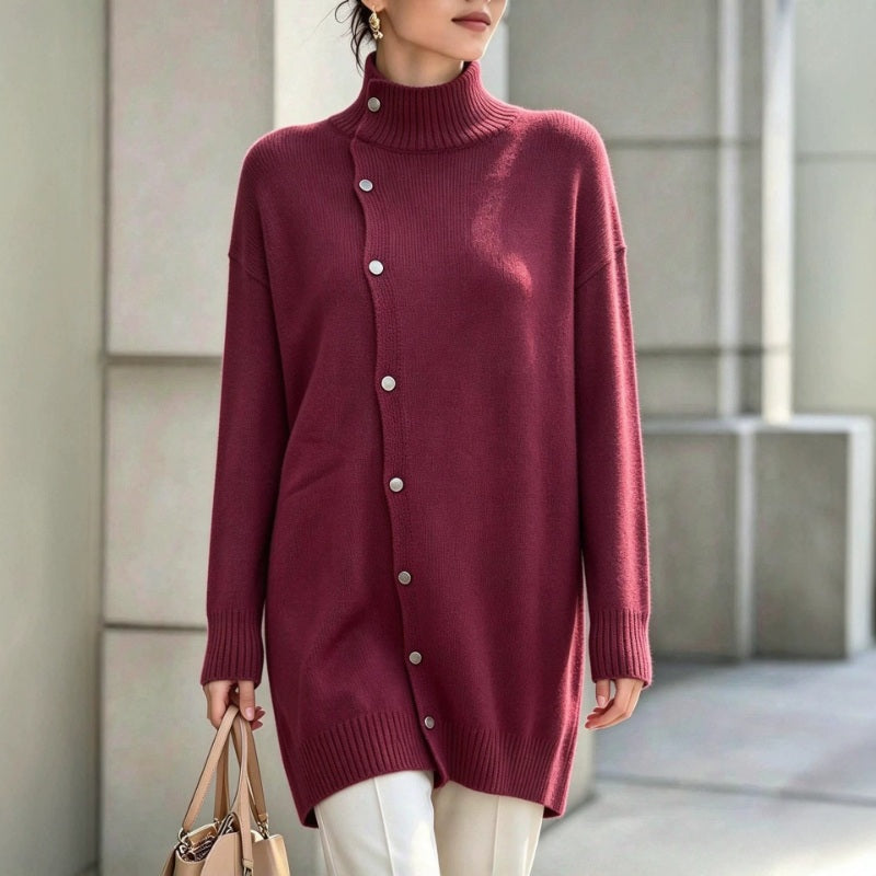 BEAUMONT NICE | PULL COL ROLLO À BOUTONS POUR FEMMES