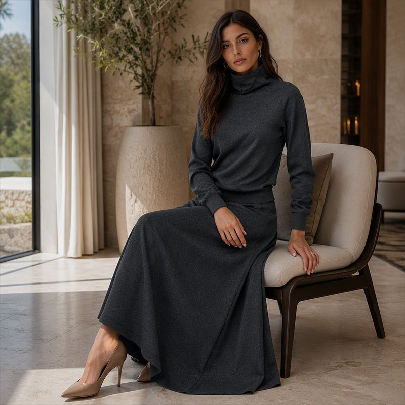 BEAUMONT NICE | ENSEMBLE JUPE MAXI À COL ROLLO POUR FEMMES