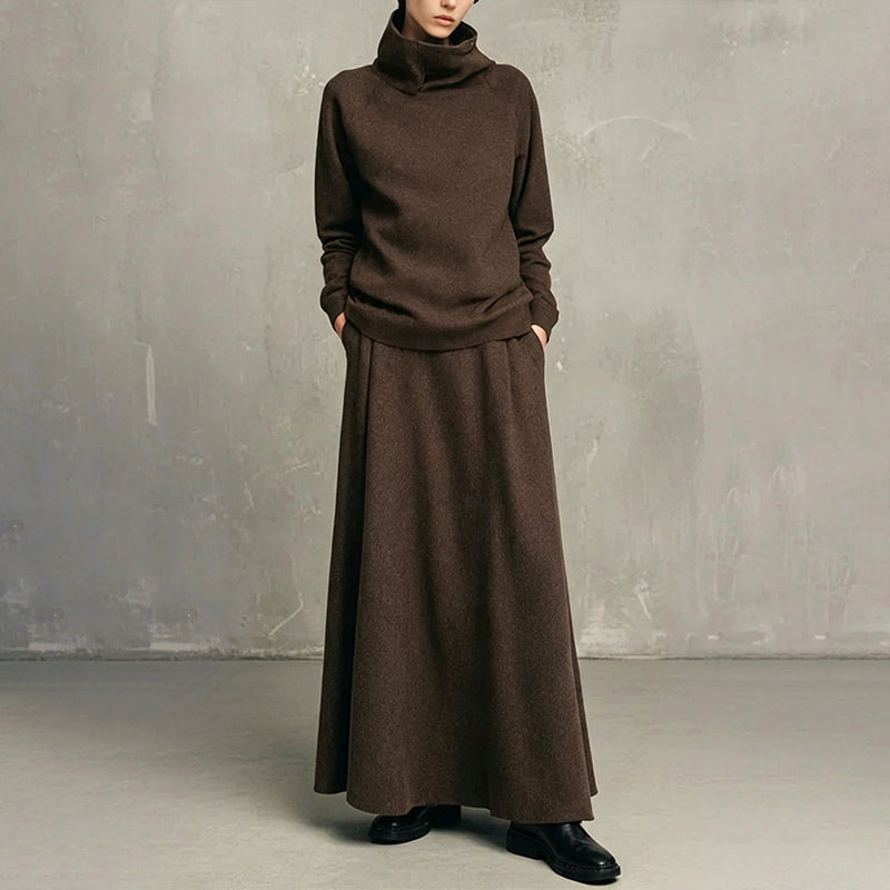 BEAUMONT NICE | ENSEMBLE JUPE MAXI À COL ROLLO POUR FEMMES