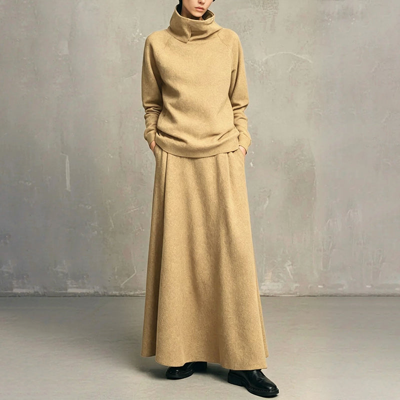 BEAUMONT NICE | ENSEMBLE JUPE MAXI À COL ROLLO POUR FEMMES