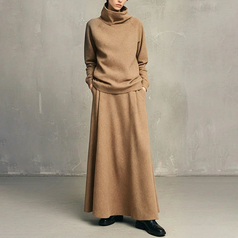 BEAUMONT NICE | ENSEMBLE JUPE MAXI À COL ROLLO POUR FEMMES