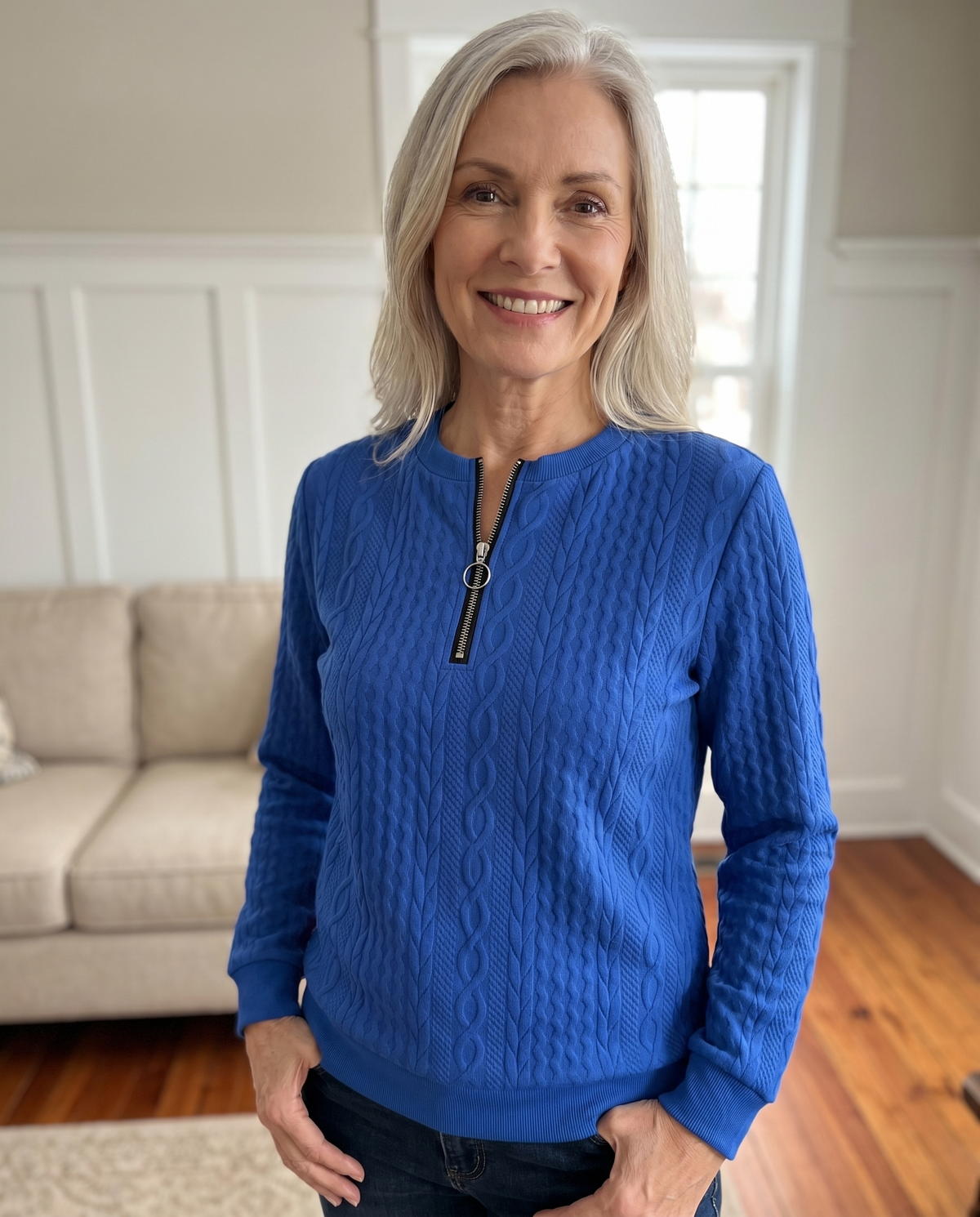 BEAUMONT NICE | SWEAT TEXTURÉ ZIPPÉ POUR FEMMES