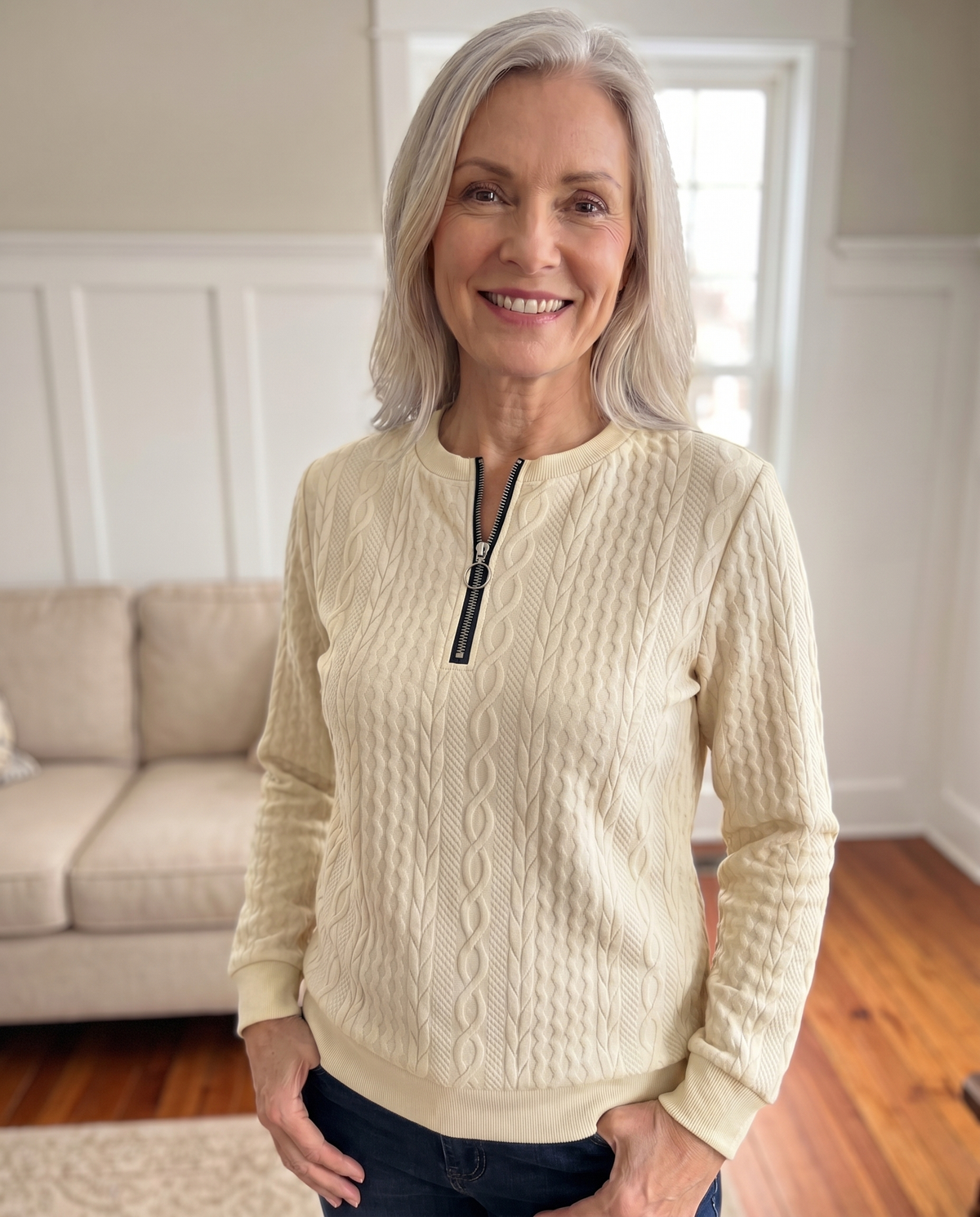 BEAUMONT NICE | SWEAT TEXTURÉ ZIPPÉ POUR FEMMES