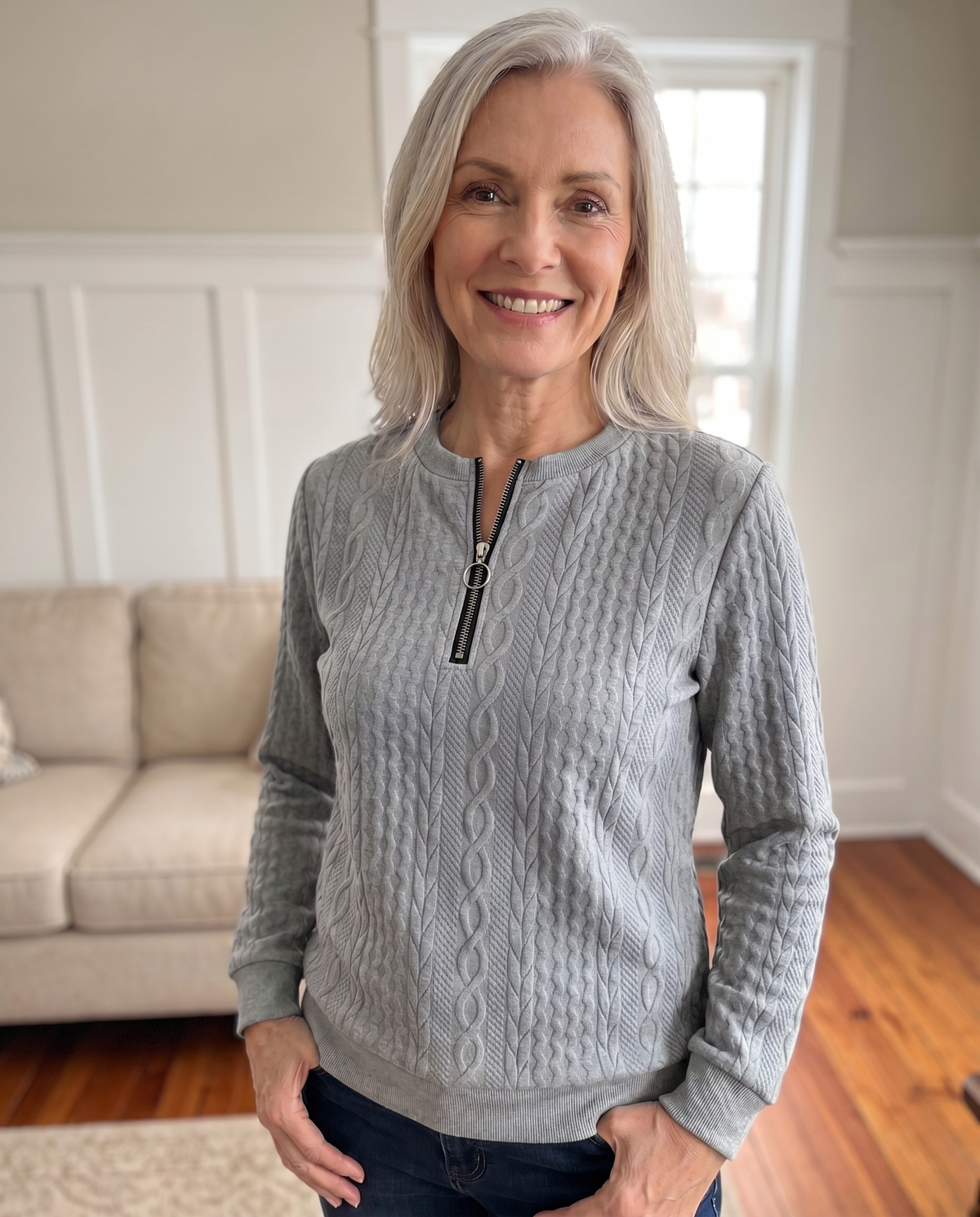 BEAUMONT NICE | SWEAT TEXTURÉ ZIPPÉ POUR FEMMES