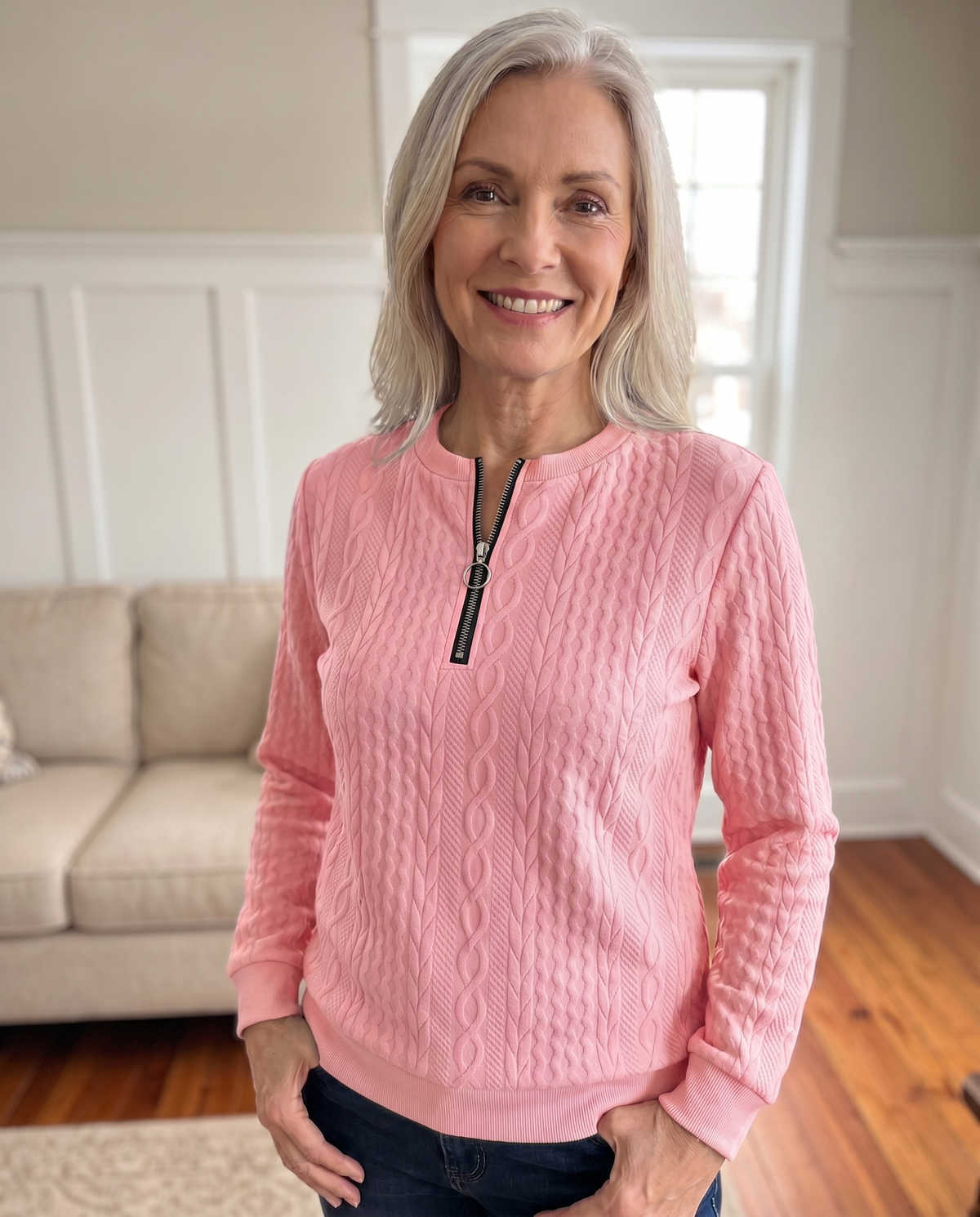 BEAUMONT NICE | SWEAT TEXTURÉ ZIPPÉ POUR FEMMES
