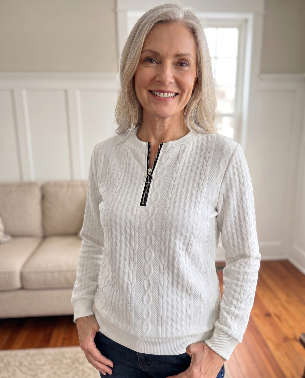 BEAUMONT NICE | SWEAT TEXTURÉ ZIPPÉ POUR FEMMES