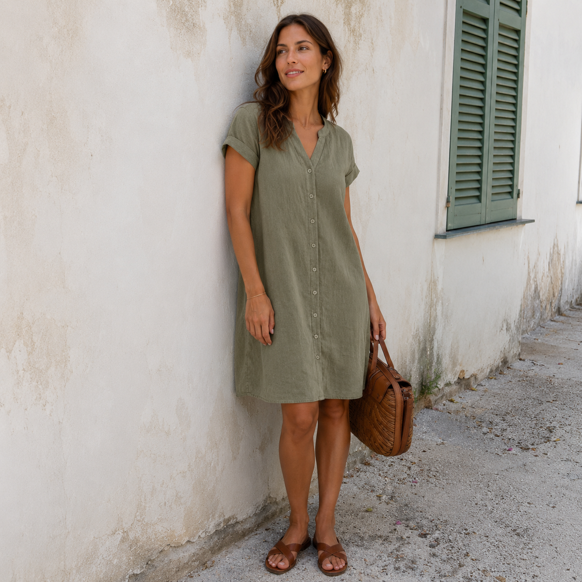 BEAUMONT NICE | ROBE CHEMISE À COL EN V POUR FEMMES