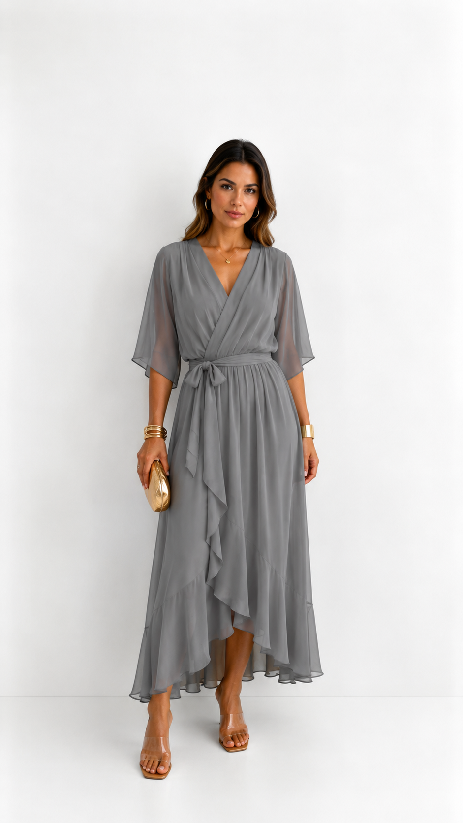 BEAUMONT NICE | ROBE EN CHIFFON À ENVELOPPER POUR FEMMES